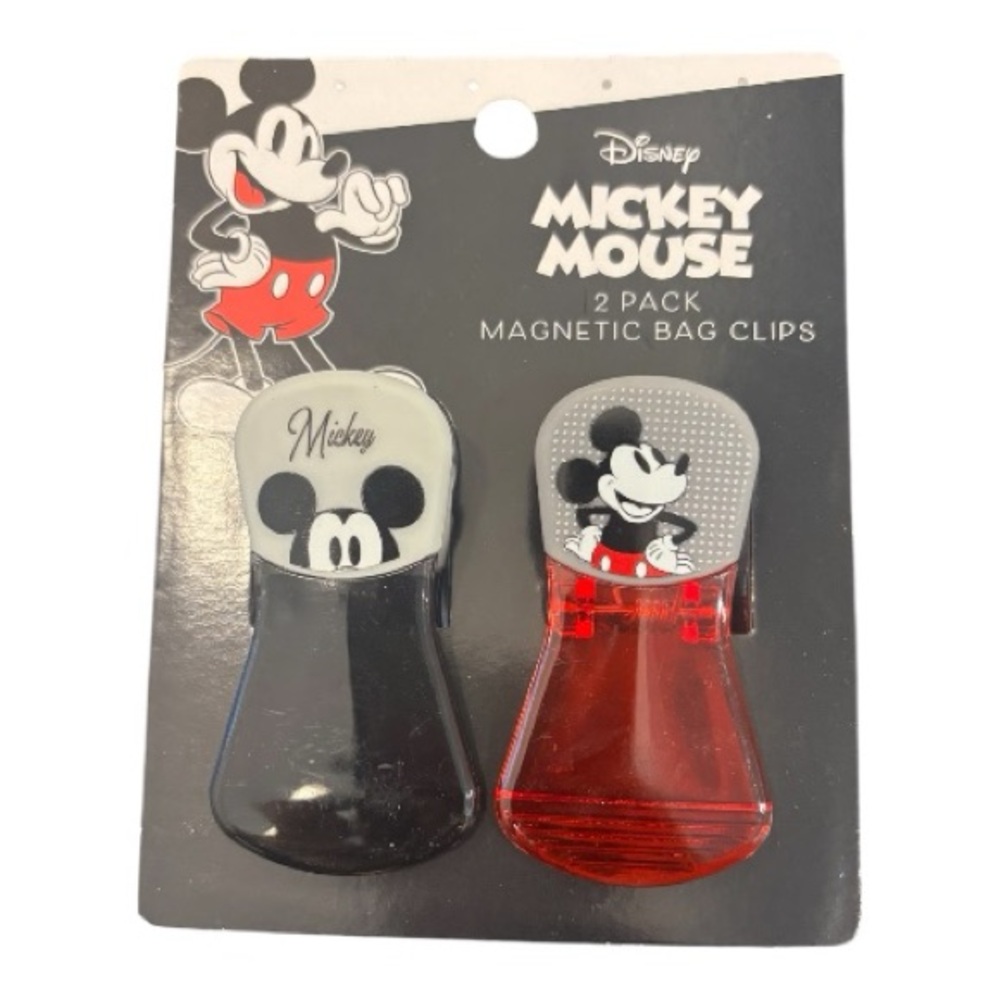 Disney Mickey Mouse Magnetic Bag Clips - Black and Red 2pk